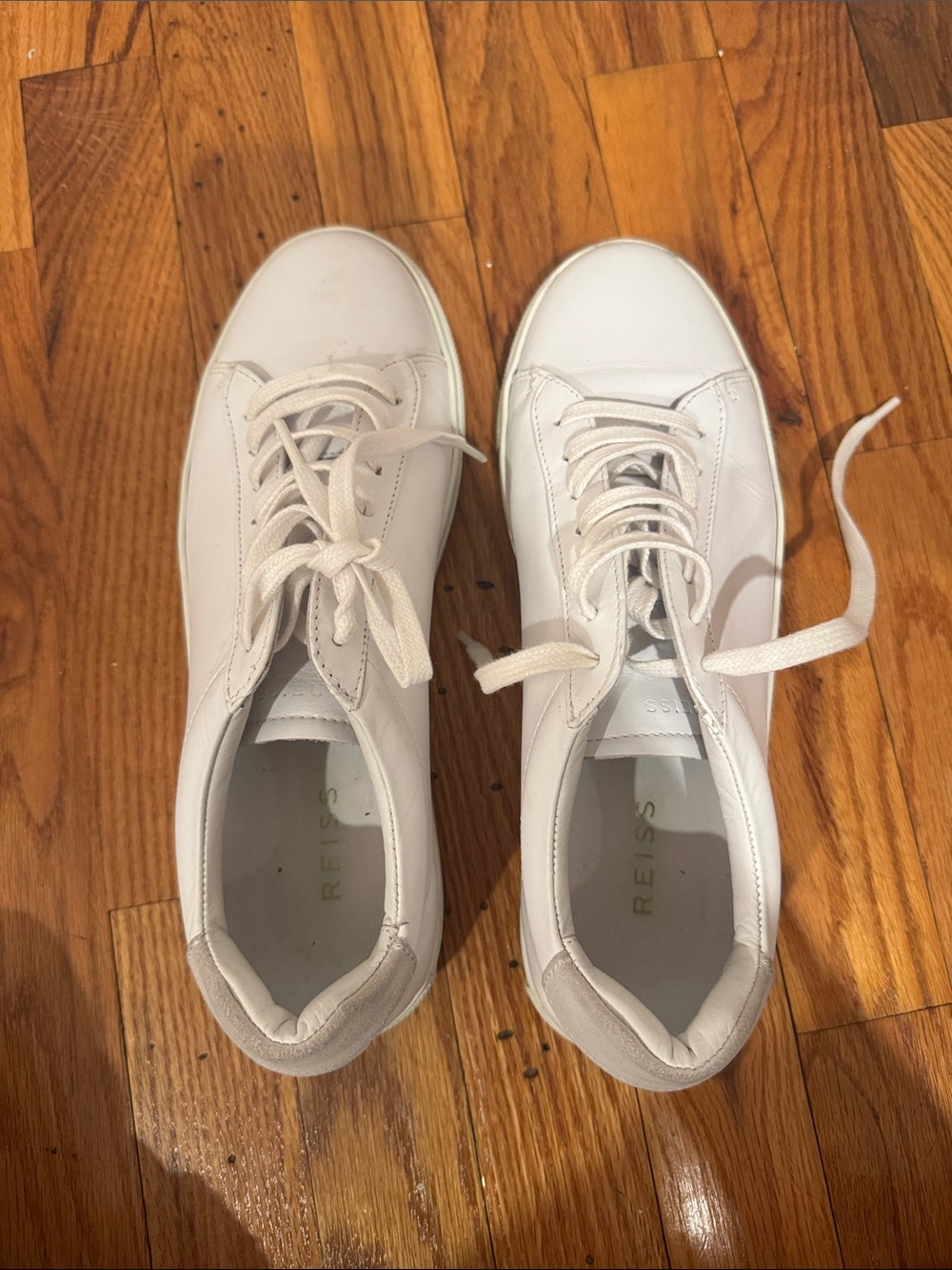 Reiss White Low-Top Leather Sneakers